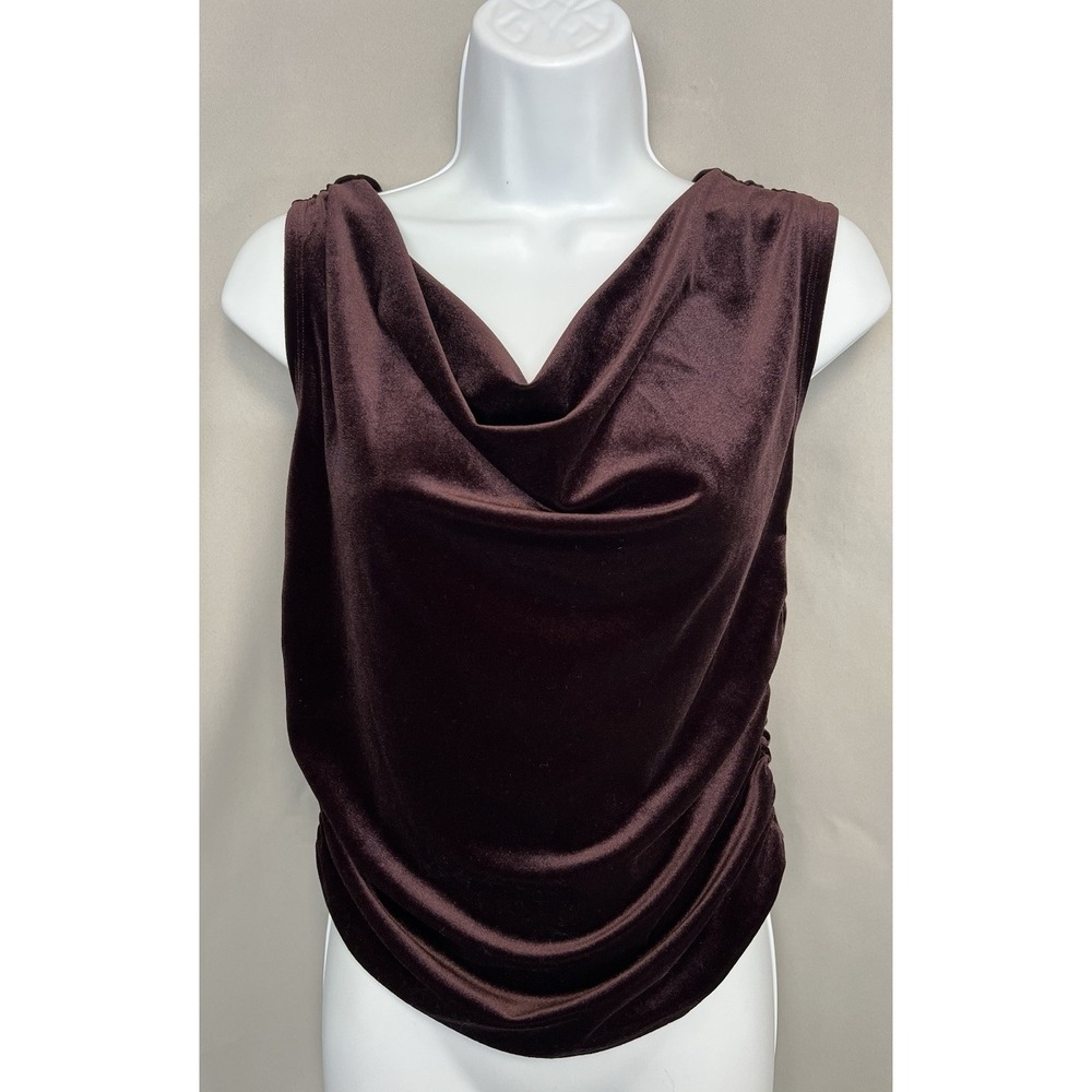 Old Navy Women's Velvet Top Blouse Sz Medium Brown Boxwood